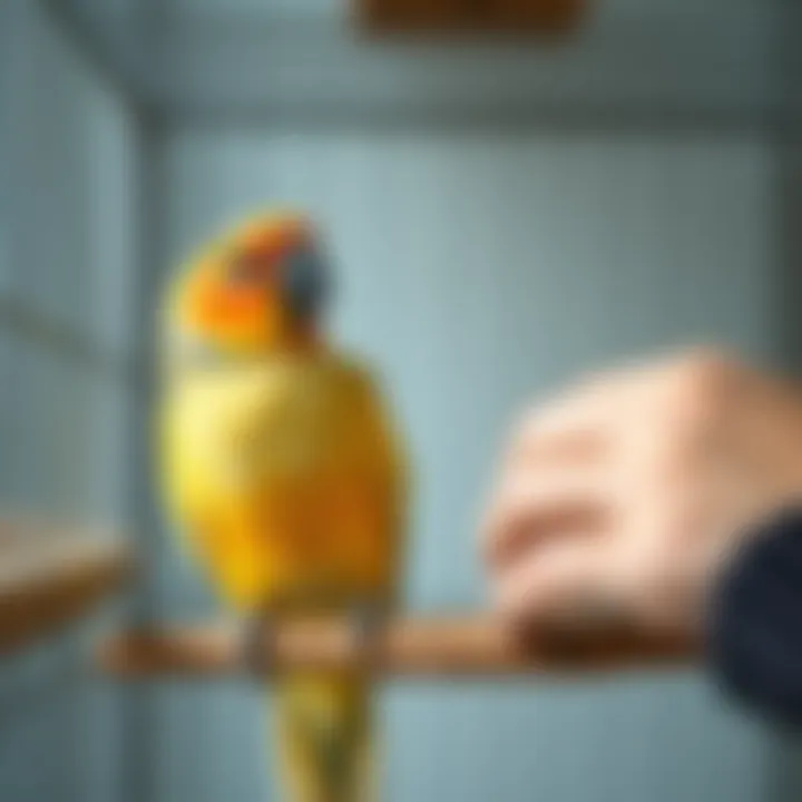 Building Bonds with Your Avian Friend An engaging interaction between a bird and its owner, highlighting emotional bonds.