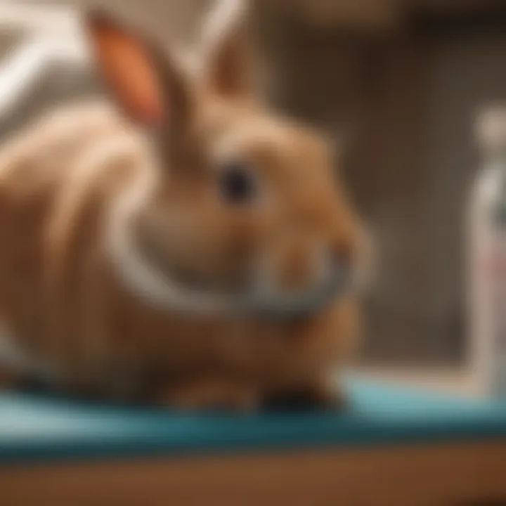 A healthcare-focused image showing a bunny receiving a veterinary check-up.