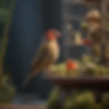 Ideal Habitat Setup for Finches A well-designed finch habitat with toys and perches