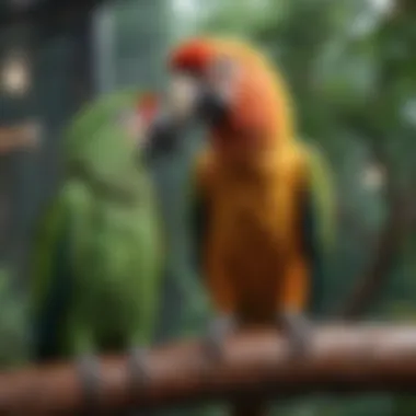 Enhancing Aviary Enrichment A well-maintained aviary showcasing enrichment features for parrots