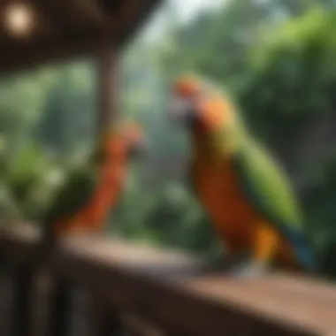 Lush Aviary Design for Parrots Spacious outdoor parrot aviary surrounded by lush greenery