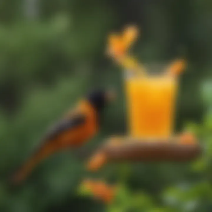 Brightly colored nectar prepared for Baltimore Orioles