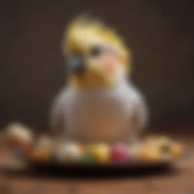 Nutritional Needs of Cockatiels A colorful assortment of cockatiel-friendly foods and treats