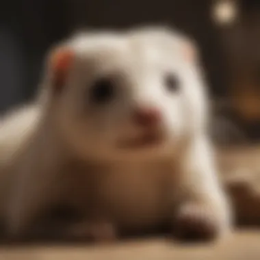 A ferret being examined by a veterinarian