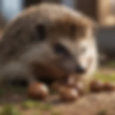 A playful hedgehog engaging with a toy