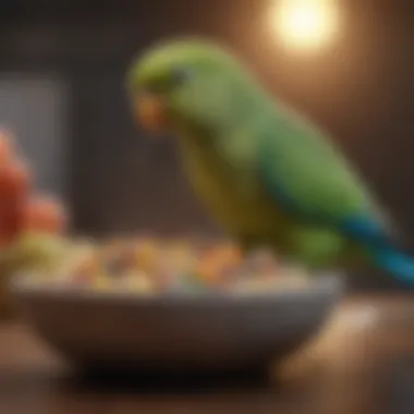 A selection of nutritious parakeet food options in bowls