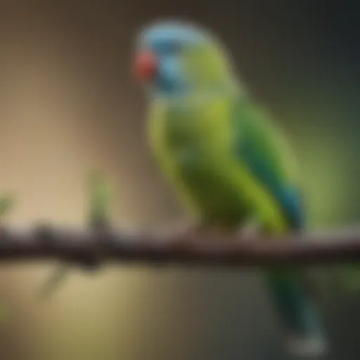 A colorful parakeet perched on a branch