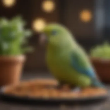Balanced Diet Essentials for Parrotlets A well-balanced bowl of seeds, pellets, and greens for parrotlet feeding