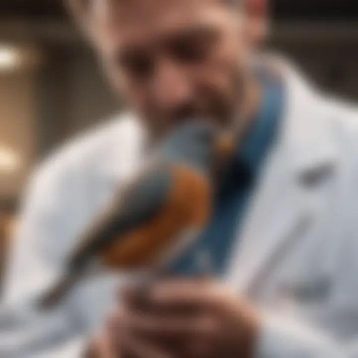 A vet examining a healthy bird to emphasize health care