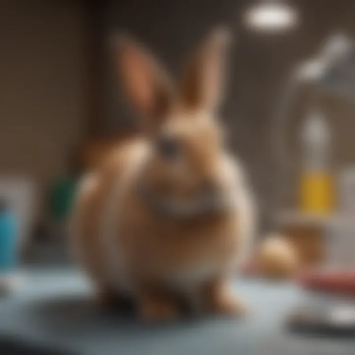 Veterinarian examining a rabbit for health check-up