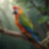 Vibrant parrot perched on a branch