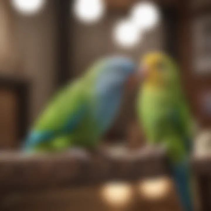 A parakeet engaging in social interaction with its owner