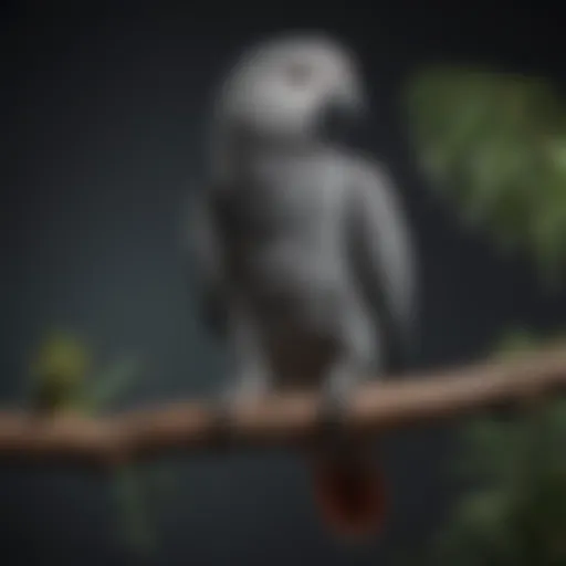 Congo Grey African Parrot perched on a branch