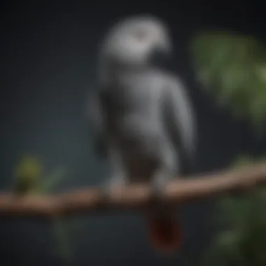 Congo Grey African Parrot in its Natural Habitat Congo Grey African Parrot perched on a branch