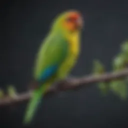 Colorful parakeet perched on a branch