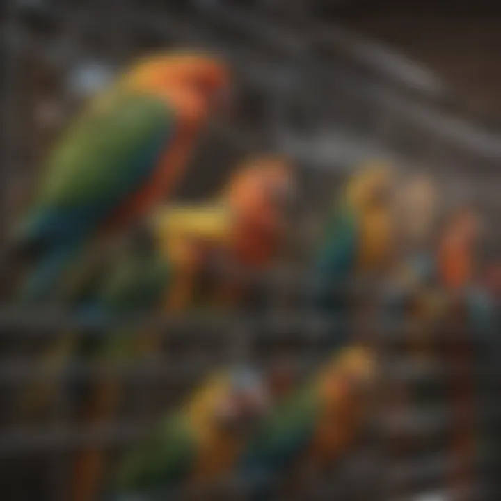Different types of parrot cage covers displayed in a row