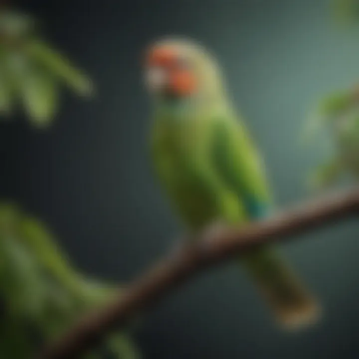 An elegant parakeet resting on a branch, exuding charm.