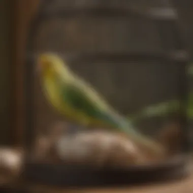 Cuttlebone displayed in a birdcage