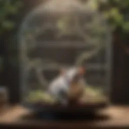 Spacious sugar glider cage with climbing branches and toys