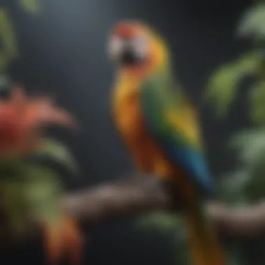 The Colorful Beauty of Parrots A vibrant parrot perched on a branch, showcasing its colorful feathers.