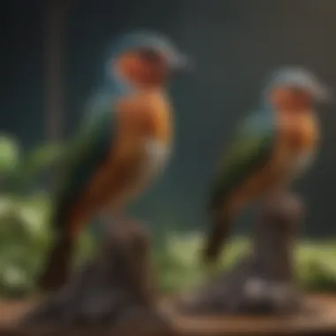 Diverse Selection of Java Bird Stands An array of Java bird stands in different designs and sizes, highlighting options for bird owners.