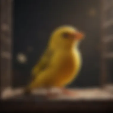 A serene canary singing in a cage