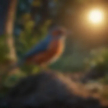 Natural Habitat: Day and Night Cycles for Birds Illustration of a bird's natural habitat showcasing day and night cycles.
