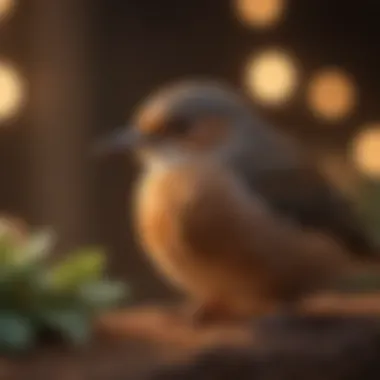 The Impact of Soft Light on Bird Sleep Patterns A bird perched under soft, warm light settings.