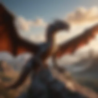 The Majestic Flight of Dragons A vibrant fantasy landscape showcasing a dragon soaring through the sky.