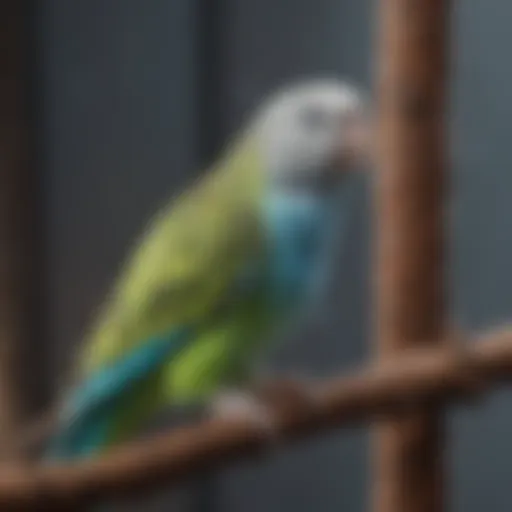 Colorful perches enhancing budgie habitat