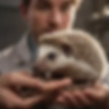 A hedgehog receiving a gentle health check from a veterinarian