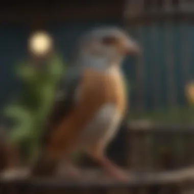 An ethically sourced bird in a well-maintained cage.