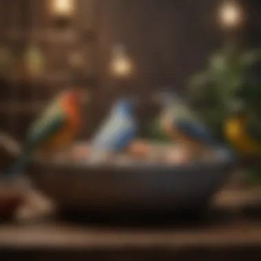 Diverse Bird Cage Bowls Varieties A vibrant assortment of bird cage bowls showcasing various materials and styles.