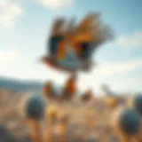 Desert Landscape with Native Birds A vibrant desert landscape with native birds