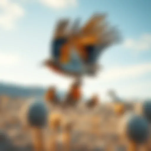 Desert Landscape with Native Birds A vibrant desert landscape with native birds