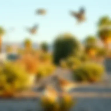 Urban Park Attracting Bird Species A thriving urban park attracting various bird species