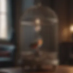 Stylish small bird cage with stand enhancing a living room decor