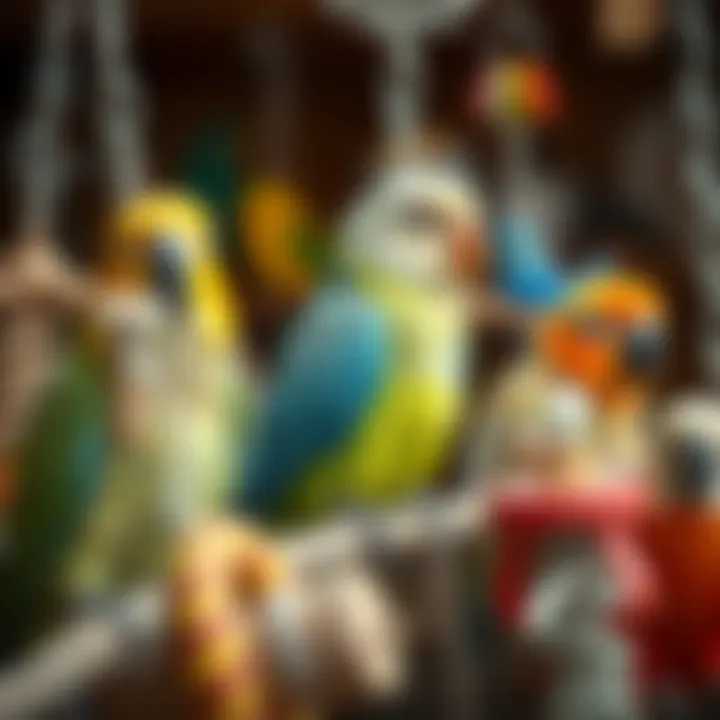 Different types of bird toys displayed together