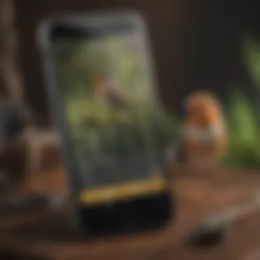 A close-up of a smartphone displaying a bird call identification app, reflecting modern tools for enthusiasts.