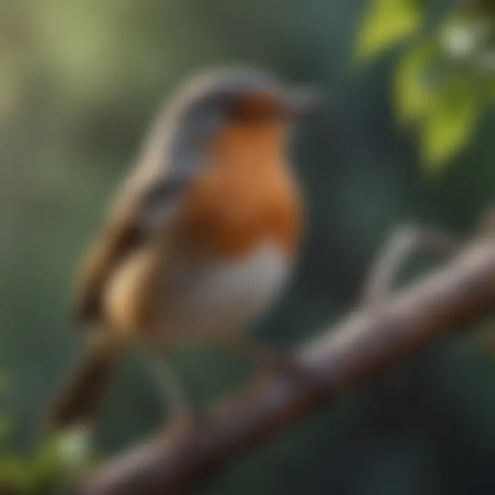 A serene nature scene featuring various bird species perched on branches