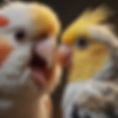 Bonding Moments with Cockatiels A close-up of a joyful cockatiel interacting with its owner, illustrating the bond between pets and mental wellness.