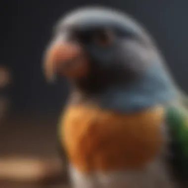 Pet Bird with Tracking Device Close-up of a pet bird wearing a tracking device