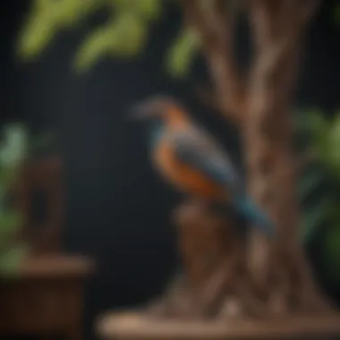 Intricate Woodwork of a Java Bird Stand A beautifully crafted Java bird stand showcasing intricate woodwork and natural finishes.