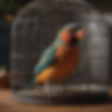 Breathable Fabric for Bird Cage Covers A large bird cage covered with a vibrant, breathable fabric.