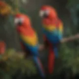 A vibrant Scarlet Macaw perched on a branch, showcasing its stunning red, yellow, and blue feathers.