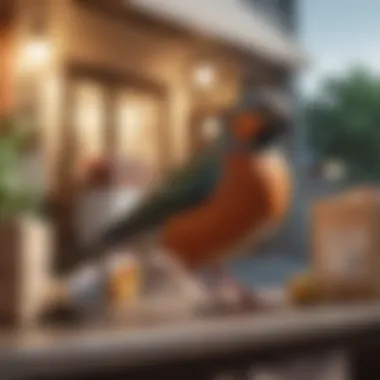 Convenience of Home Delivery for Bird Enthusiasts A delivery package of pet bird supplies arriving at a customer's doorstep