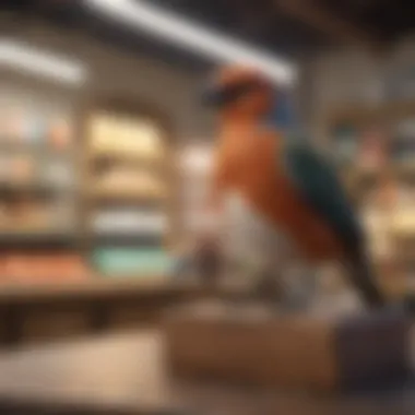 Seamless Online Bird Shopping Experience An engaging online shopping interface showcasing various bird supplies