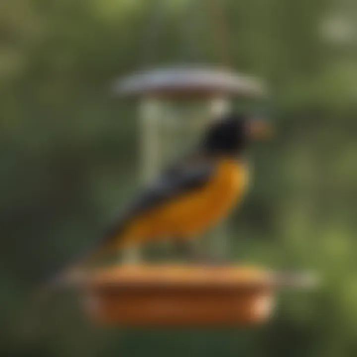 Close-up of a well-maintained oriole feeder