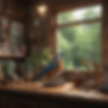 Nurturing Spaces for Birds A cozy living space adorned with bird accessories, showcasing a nurturing environment.