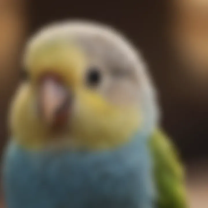 A close-up of a budgerigar with an expressive look, representing its potential to learn speech.